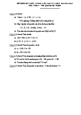 Đề khảo sát chất lượng giữa học kì II năm học 2014 - 2015